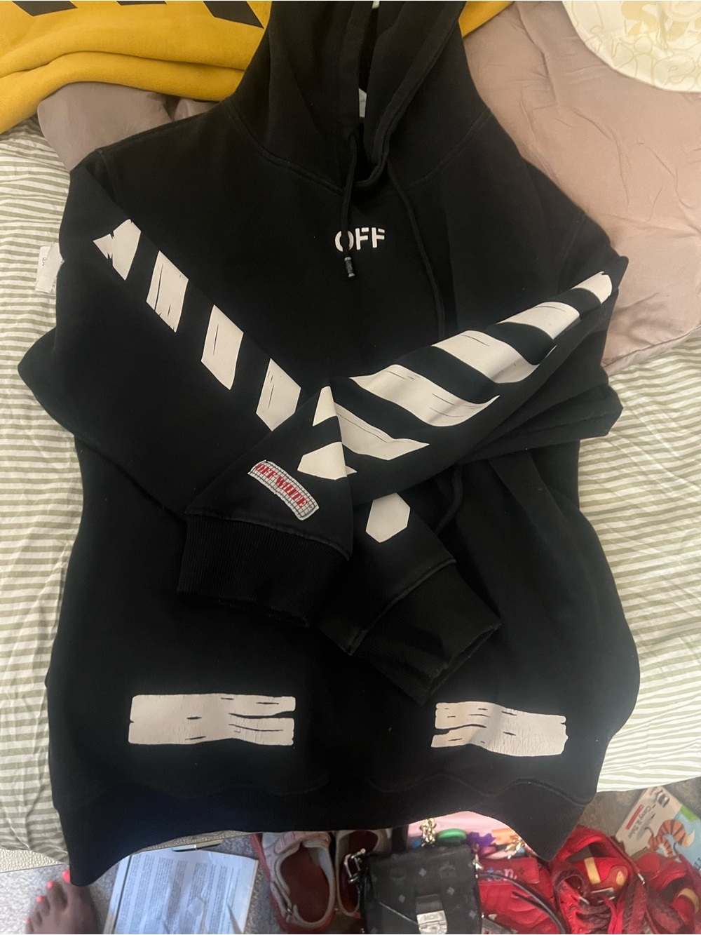 Off-White Black Hoodie with White Accent Print